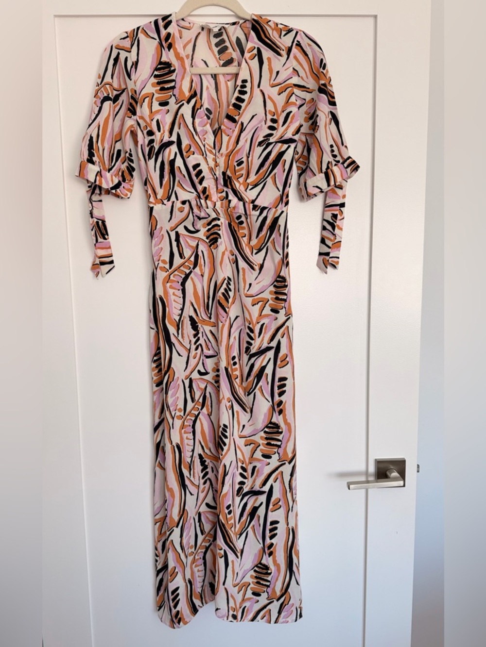 Ba&sh Pink, Tan & Black Abstract Print Maxi Dress